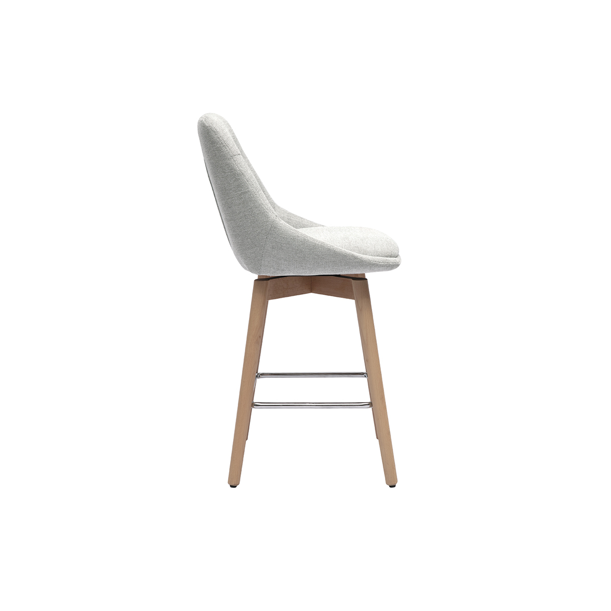 Tabourets de bar scandinaves pivotants 360° en tissu effet velours texturé beige et bois clair H65 cm (lot de 2) ALESS gris, MILIBOO