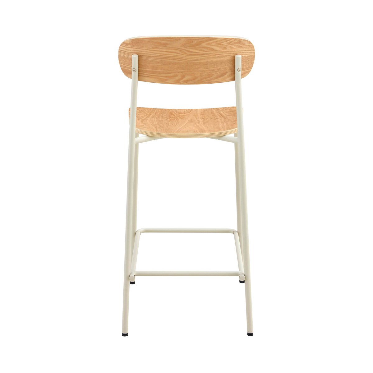 Lot de 2 chaises hautes en métal et bois, LILA beige, OVIALA