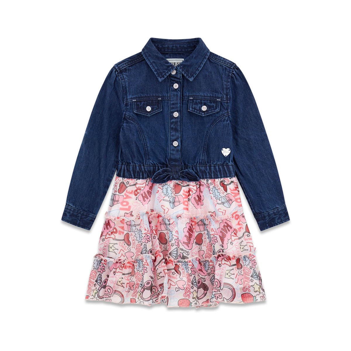 Denim Imprimé Dress bleu, GUESS KIDS