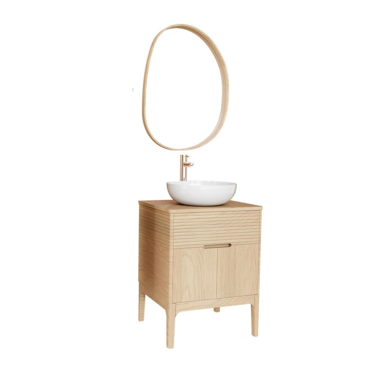 Meuble simple+vasque+rob+miroir ALASKA chêne, MOB IN