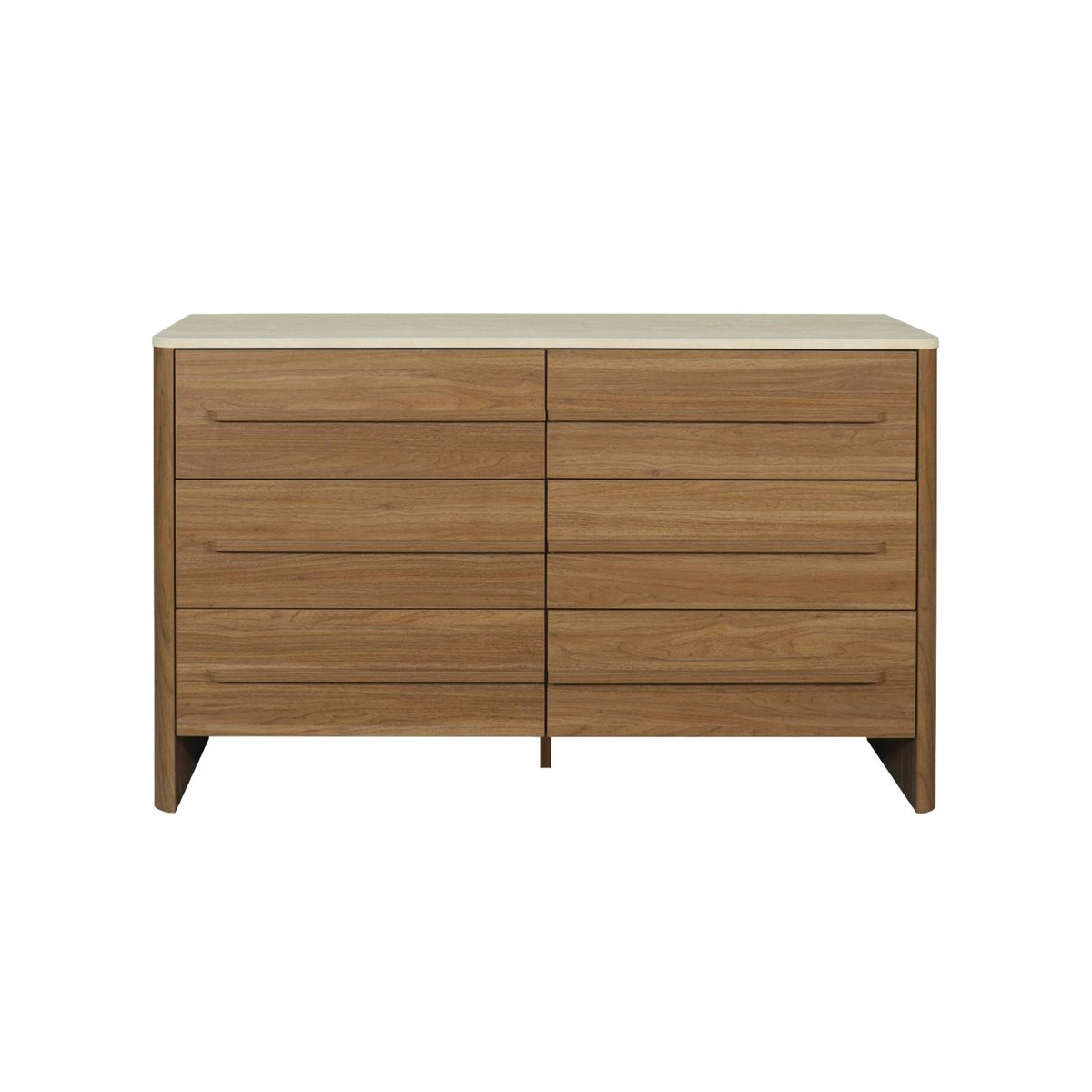 Commode décor bois et effet travertin 6 tiroirs  ARETHA noyer, SWEEEK