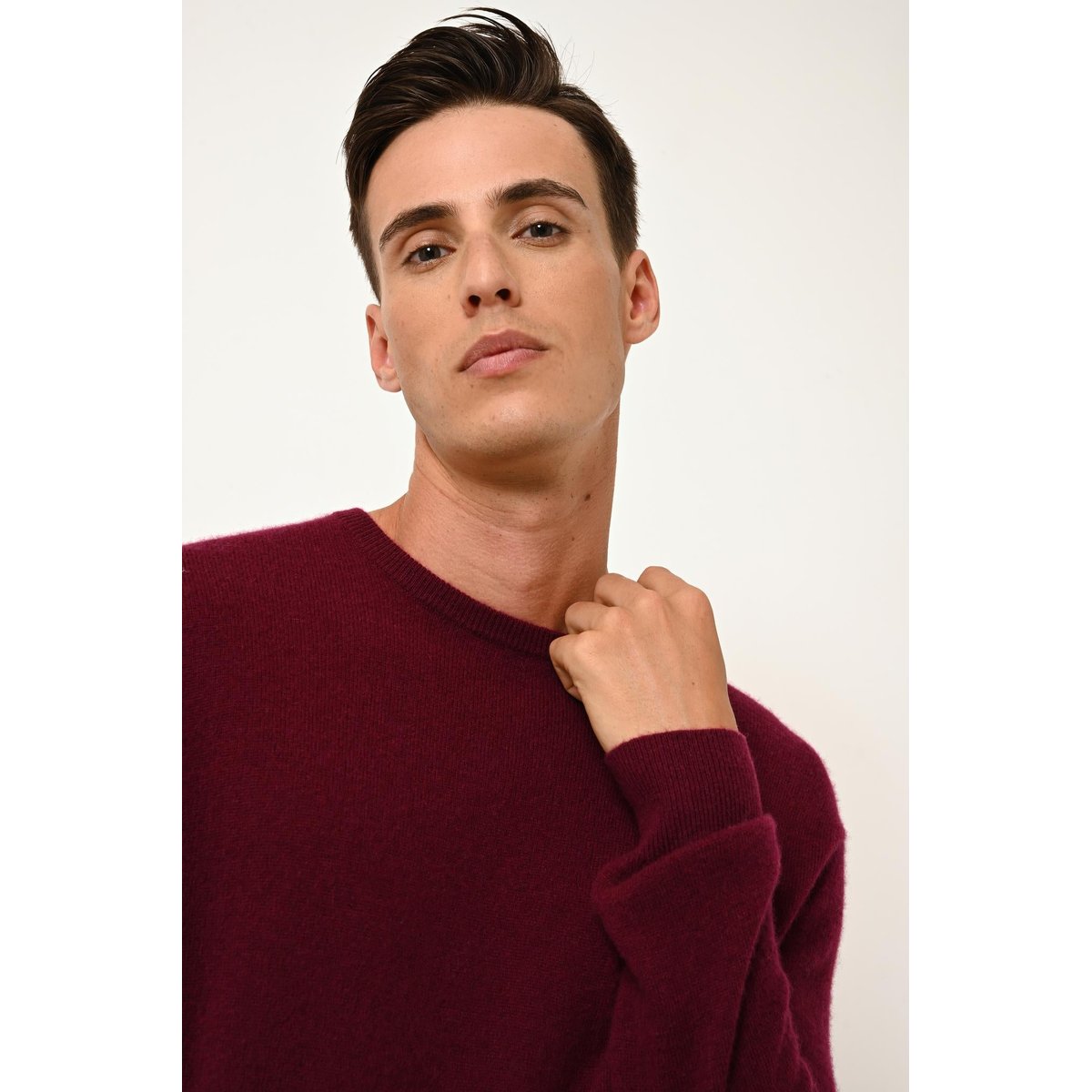Pull Col Rond Bordeaux Howard bordeaux, JUST CASHMERE