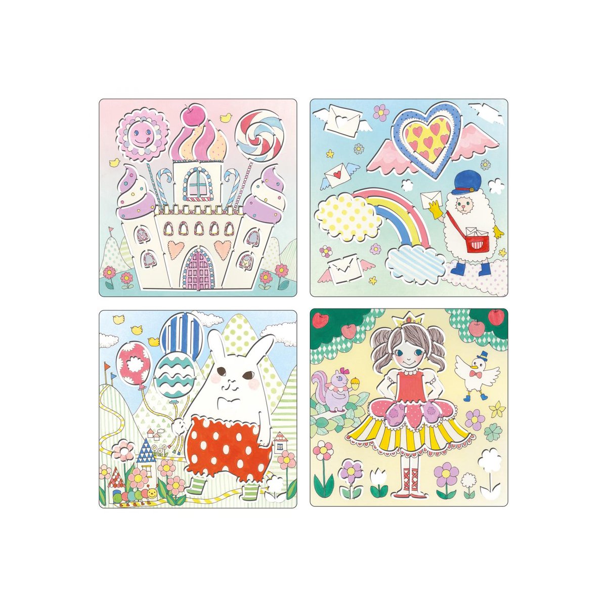 Lot de 5 pochoirs Kawaïland autres, DJECO