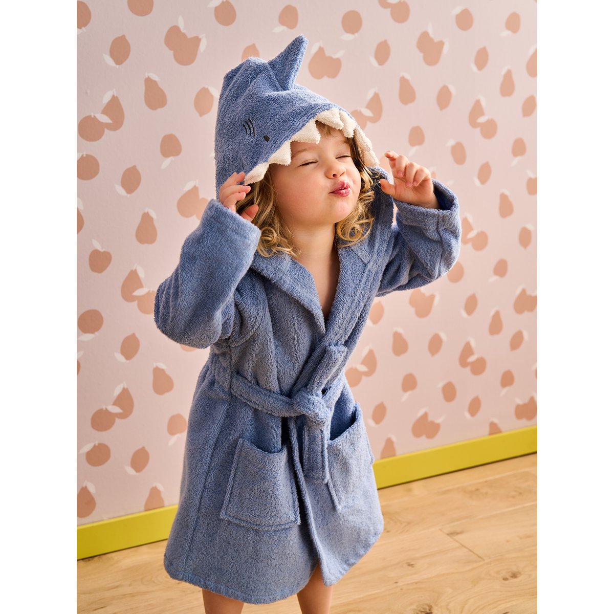 Peignoir REQUIN, avec coton recyclé bleu, VERTBAUDET