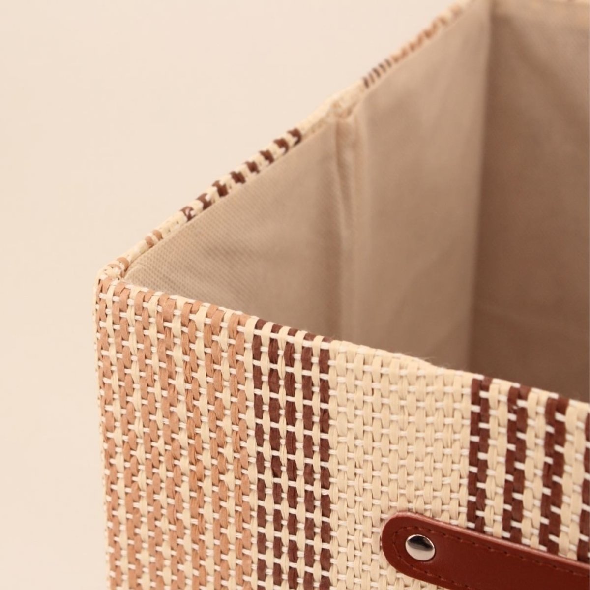 Panier cube en tissage papier 31x31x31cm beige, ORNAMI