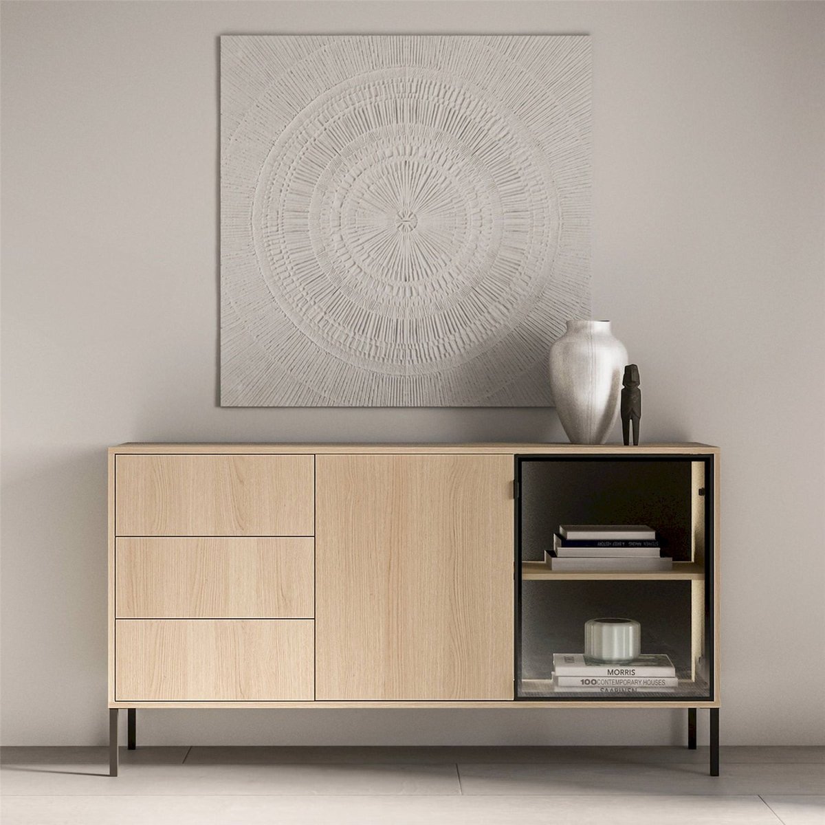 Buffet contemporain 2 portes avec LED cachemire, RECOLLECTION