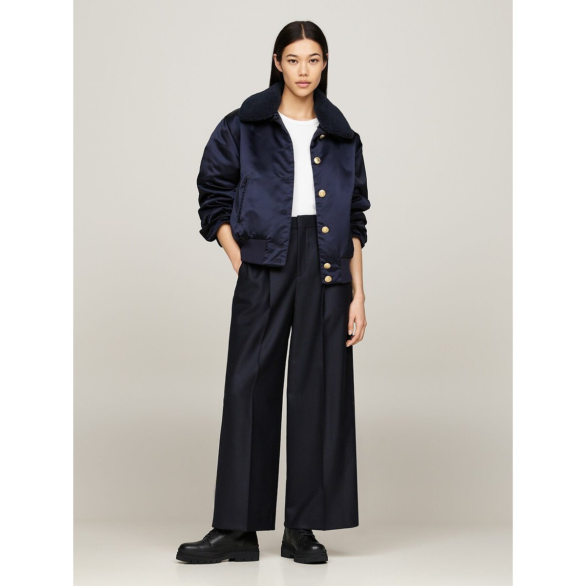 Leather Ankle Boots with Laces black, TOMMY HILFIGER