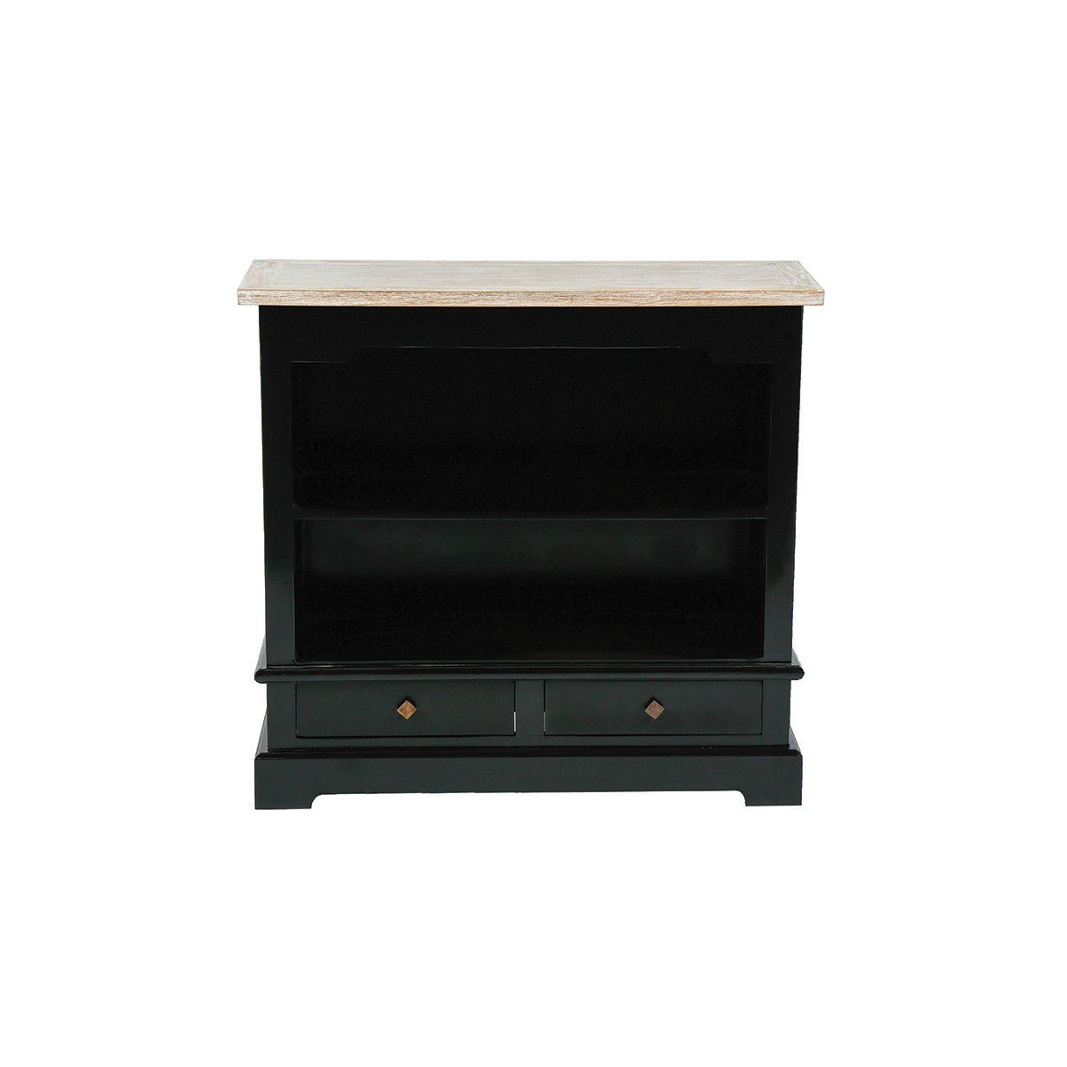 Commode en bois d'acajou et teck 95 cm 2 tiroirs  LONDRES noir, BERAH GETAH