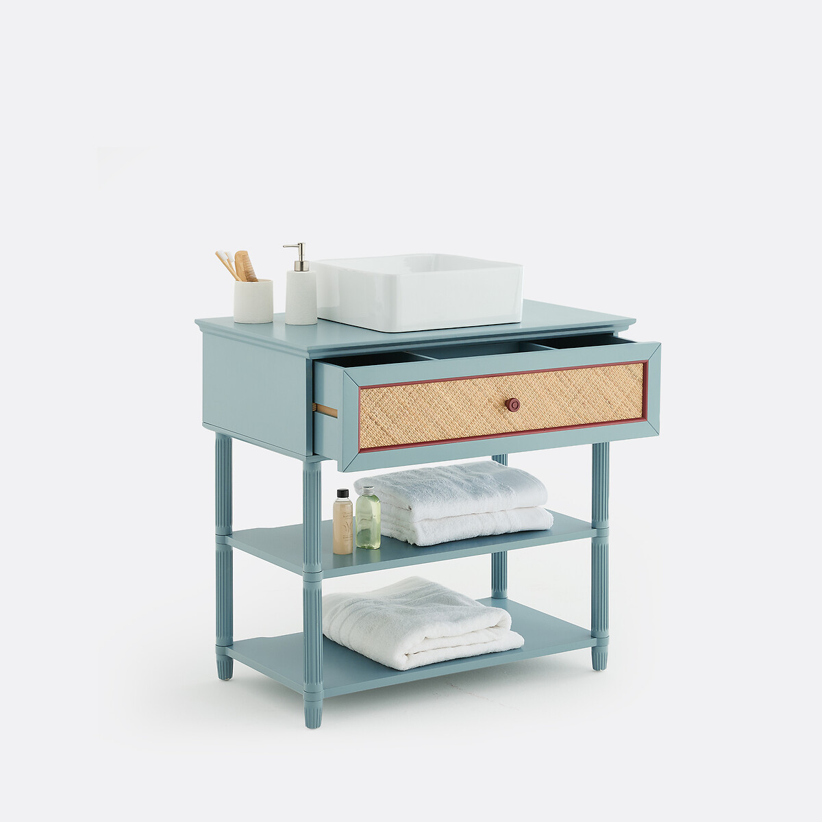 Meuble sous-vasque en rotin tressé L85 cm, SIDORE céladon, LA REDOUTE INTERIEURS
