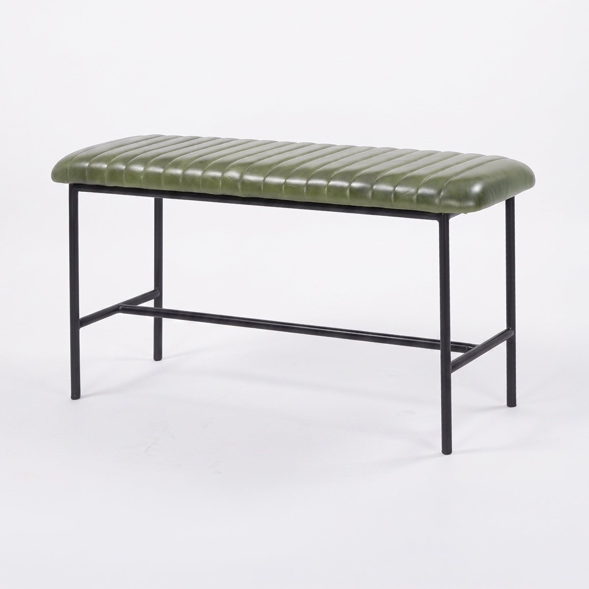 Banc 100 cm en cuir de buffle - ÉMILE vert, MAISON PAVANE