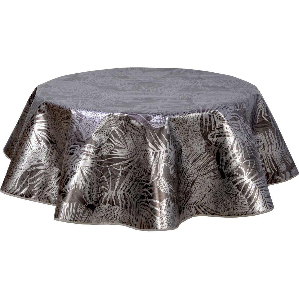 Nappe en toile cirée ronde grand format VITALI noir, TOILINUX