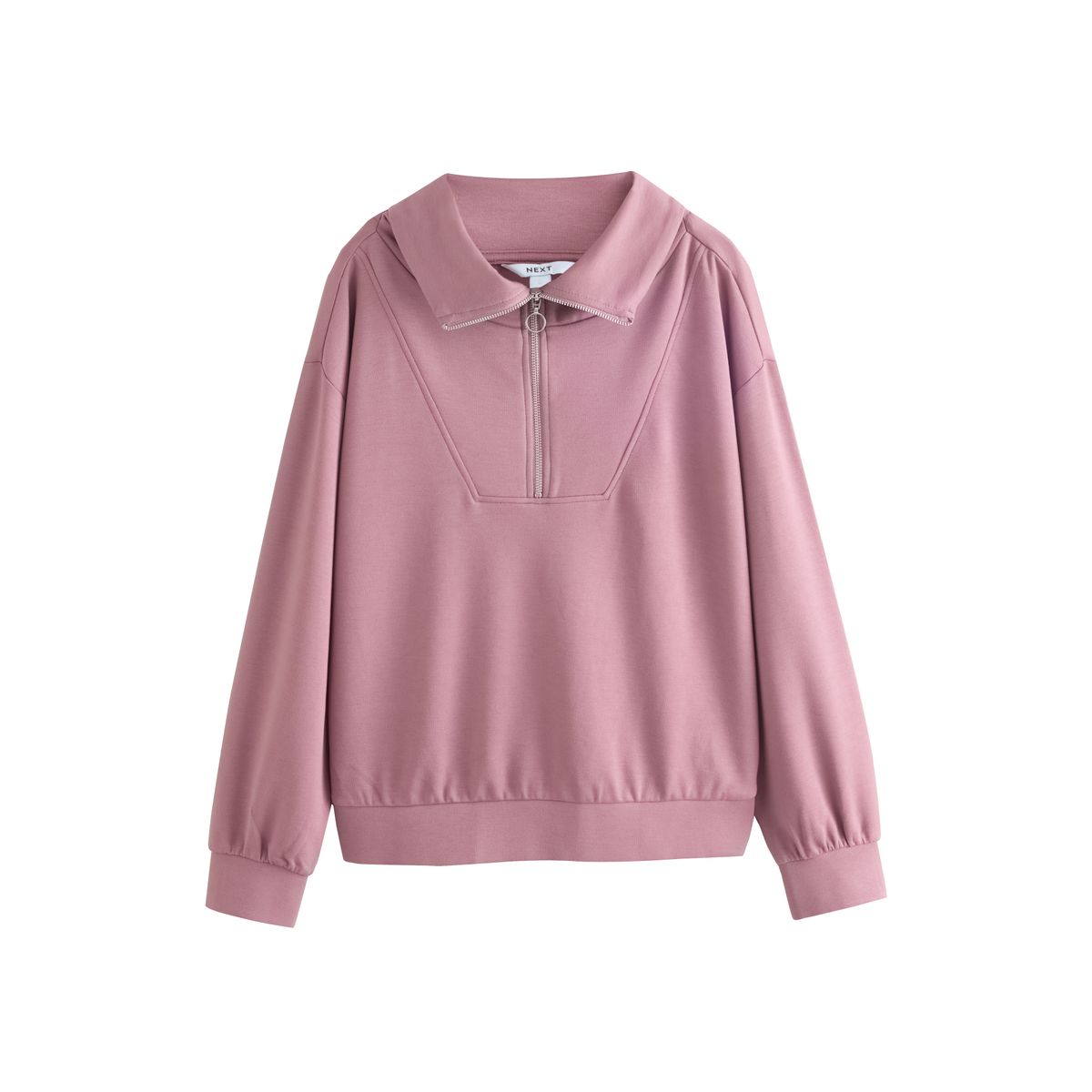 Sweat semi-zippé en jersey rose, NEXT