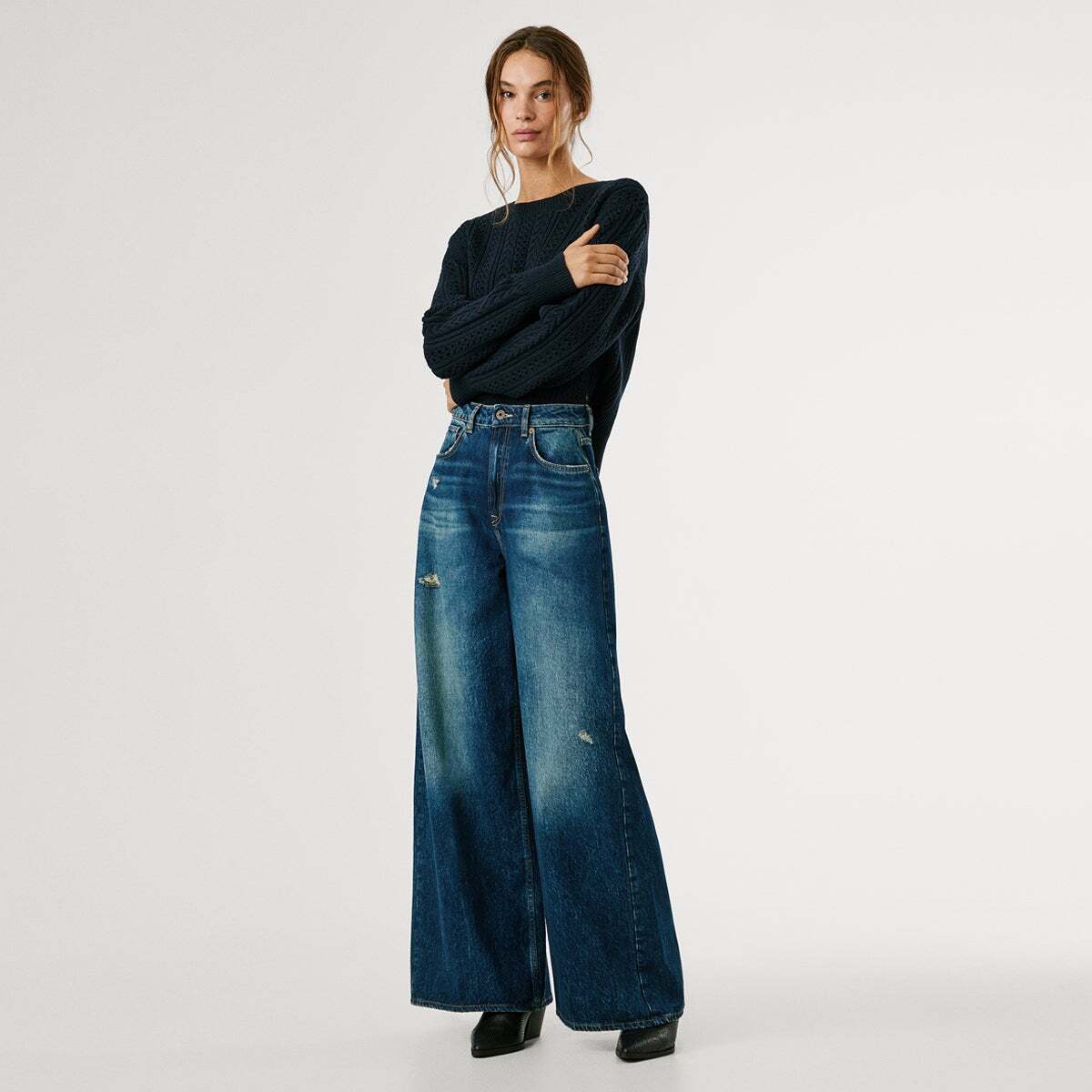 Jaimy - Jean Coupe Large, Taille Haute vintage usé moyen teinté, PEPE JEANS