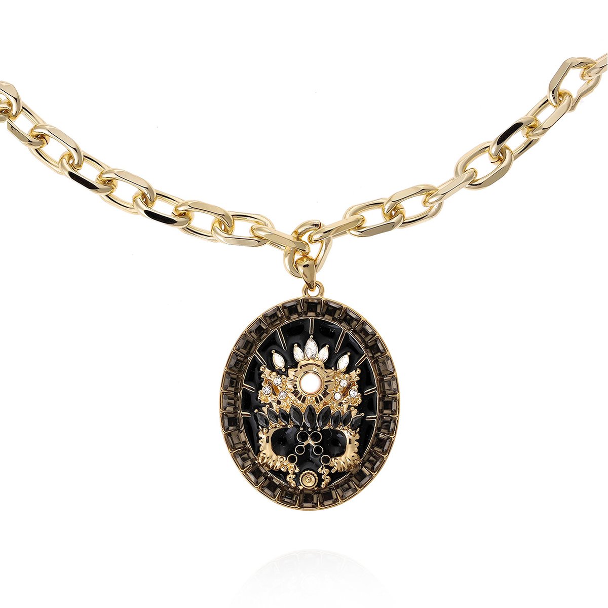 Collier en chaîne avec pendentif central ICONIC noir, HIPANEMA