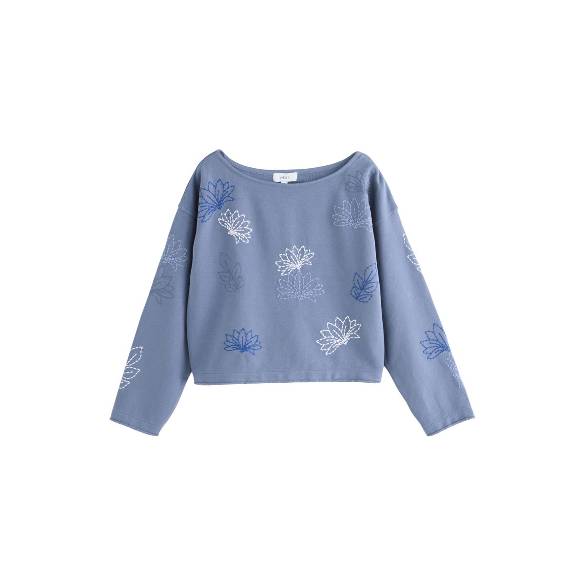 Sweat ample à fleurs brodées bleu, NEXT