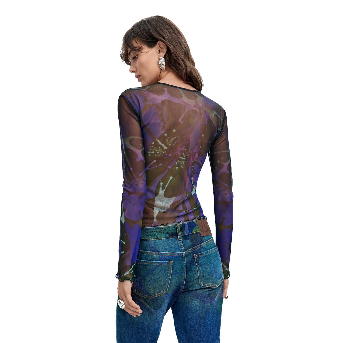 T-shirt en tulle imprimé M. C. Lacroix bleu, DESIGUAL