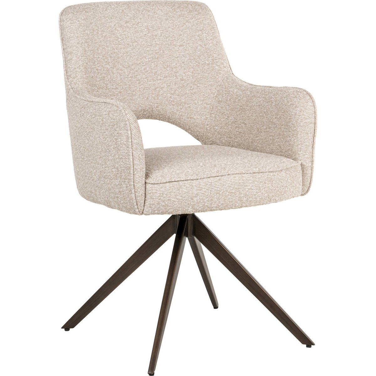Chaise de salle à manger pivotante en polyester biscotti beige clair texturé, RECOLLECTION