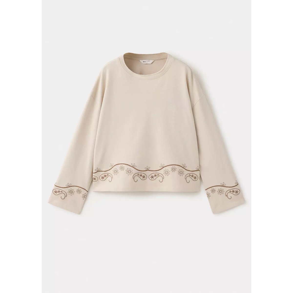 T-shirt coton broderies sable, MANGO KIDS