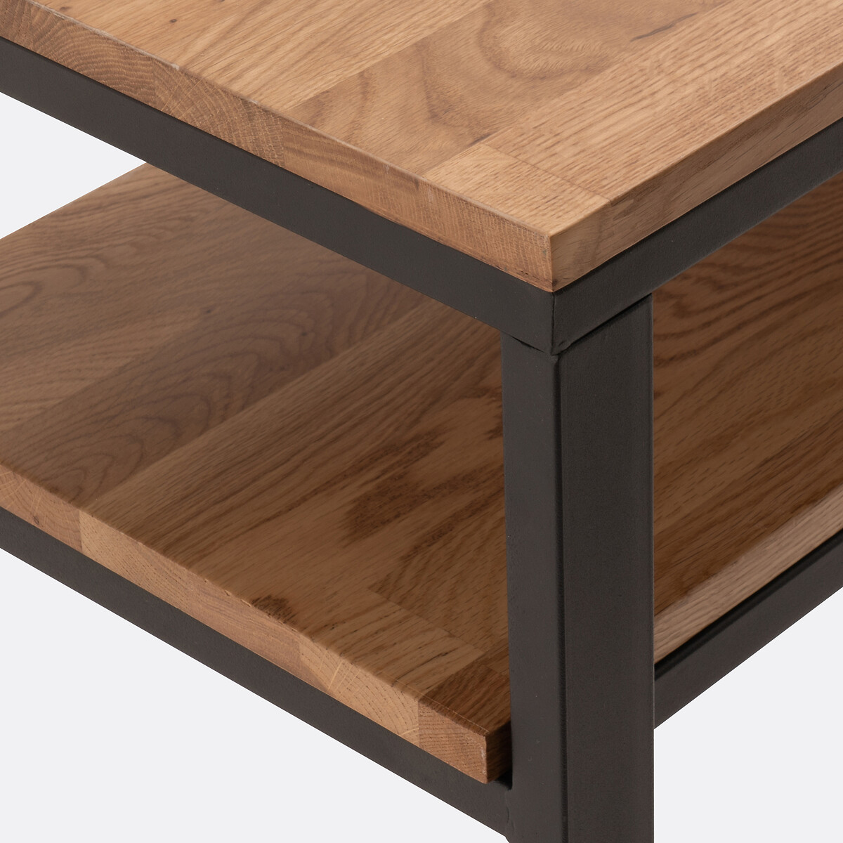 Console con 2 ripiani, rovere massello e acciaio, Hiba naturale , LA REDOUTE INTERIEURS