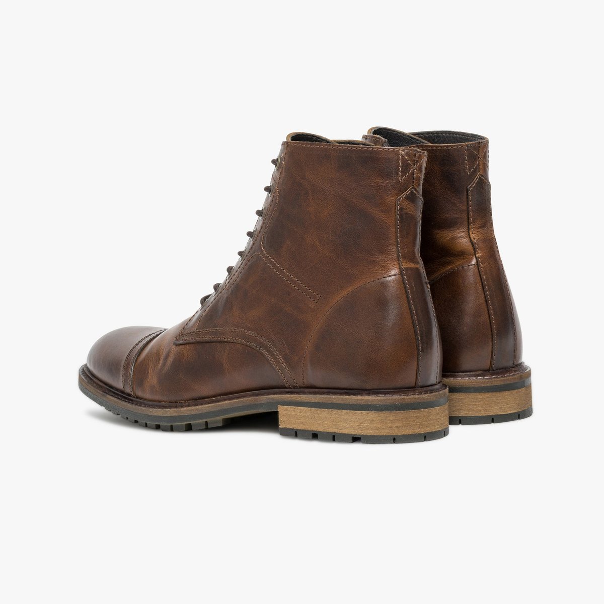 Boots À Talon en cuir WISTER cognac cognac vintage, BOCAGE
