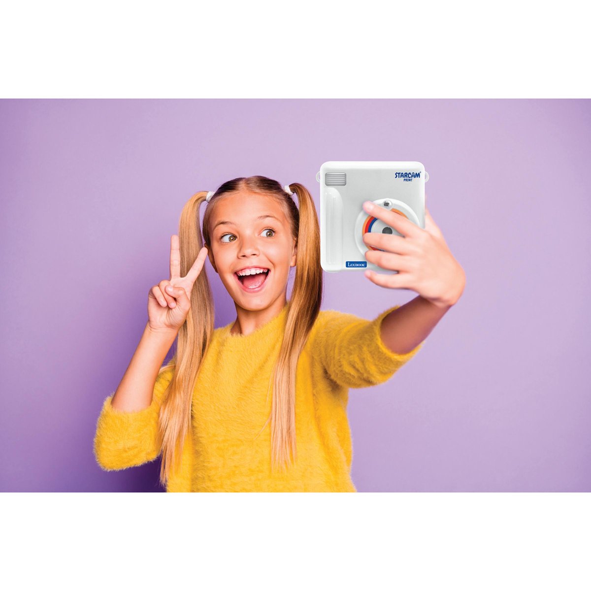 Starcam® Print, pack caméra avec imprimante instantanée, 3 rouleaux de papier et dragonne blanc, LEXIBOOK