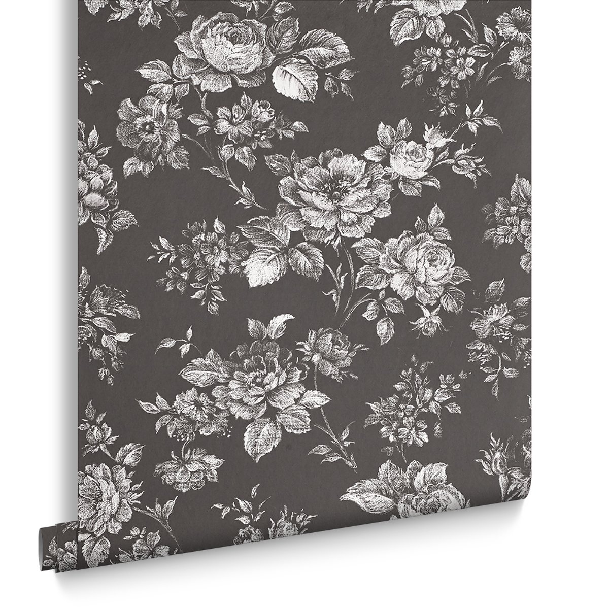 Papier peint Muse fleurs noir, gris, GRAHAM ET BROWN