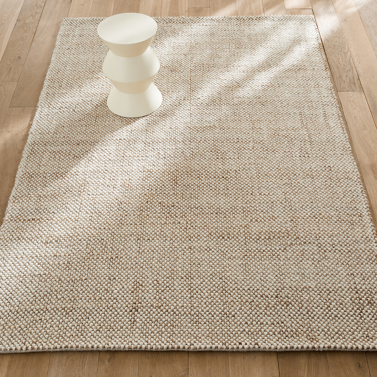 Tapis laine et jute, tissé main, Ishaan beige ficelle/écru, AM.PM