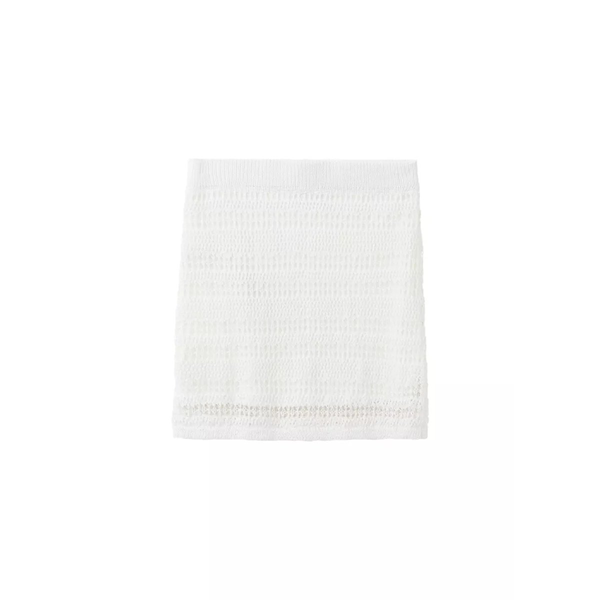 Jupe maille ajourée blanc, MANGO TEEN