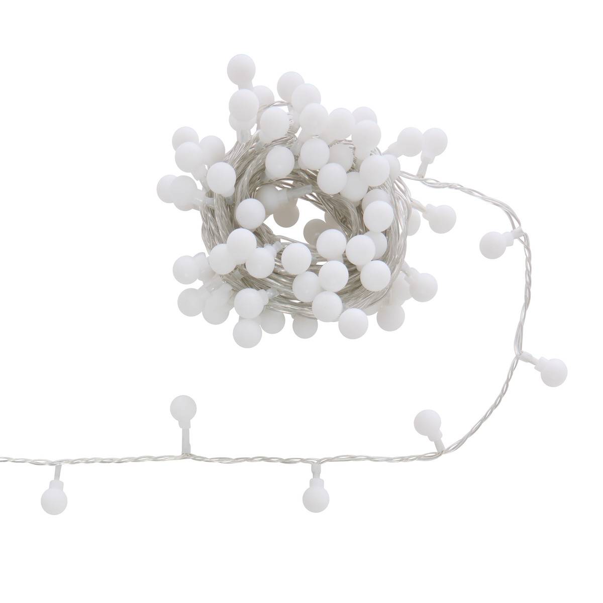 Guirlande lumineuse boules d'extérieur 7,5 m 100 LED rouge, vert et blanc chaud 13 fonctions sur secteur blanc froid, ATMOSPHERA