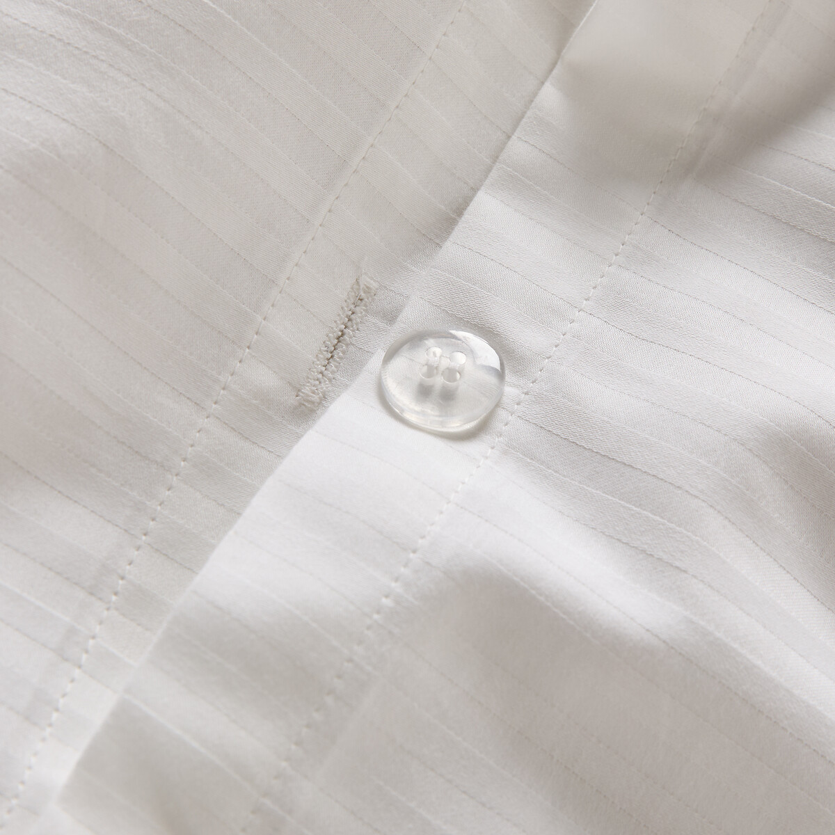 Housse de couette en satin de coton, 153 fils, Opale rayé blanc, LA REDOUTE INTERIEURS
