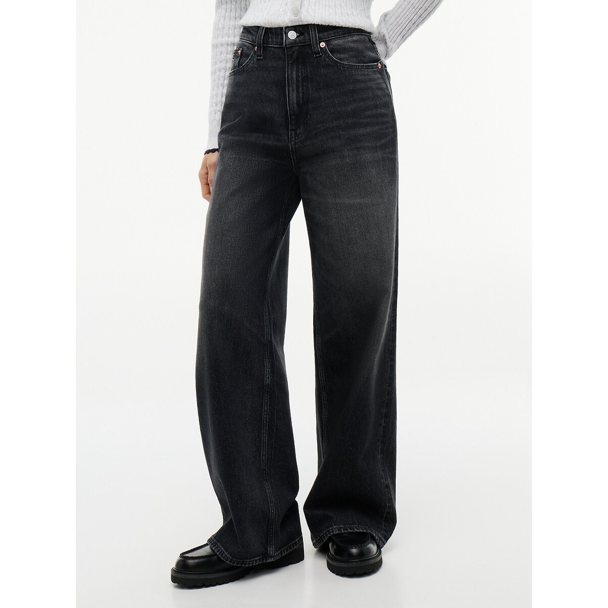 Jean large taille haute, Claire denim noir, TOMMY JEANS