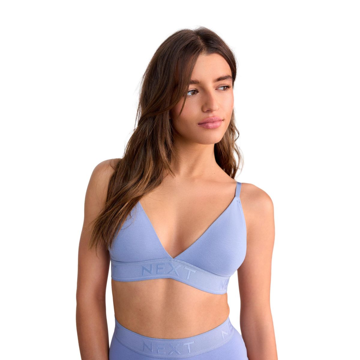 Brassière triangle avec logo, lot de 2 bleu/écru, NEXT