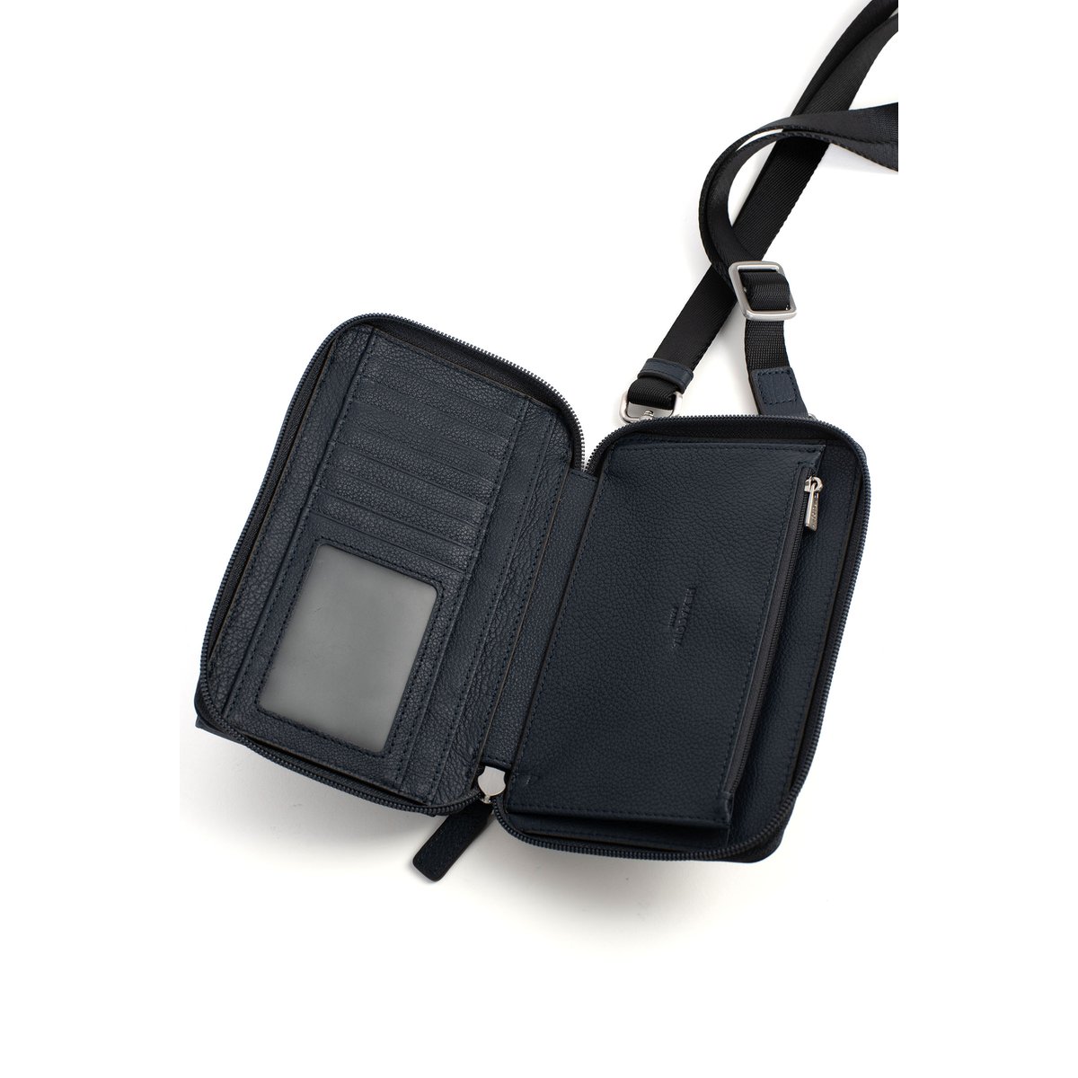 Pochette téléphone avec portefeuille CONFORT bleu marine, HEXAGONA