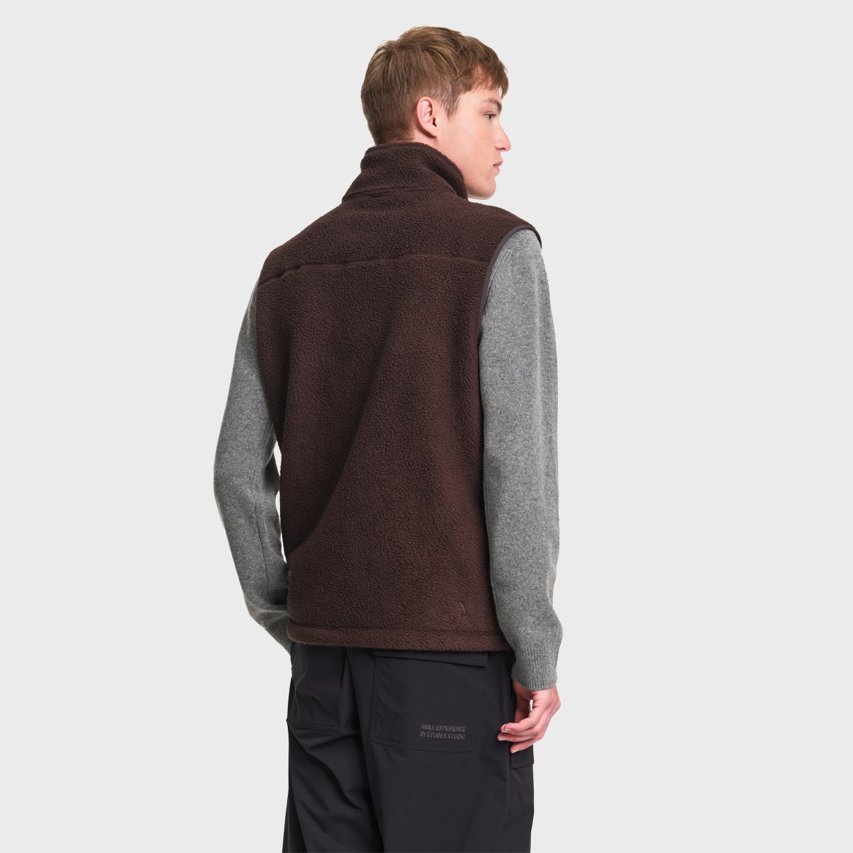 Gilet sherpa recyclé col montant zippé T-KIT chocolat, AIGLE