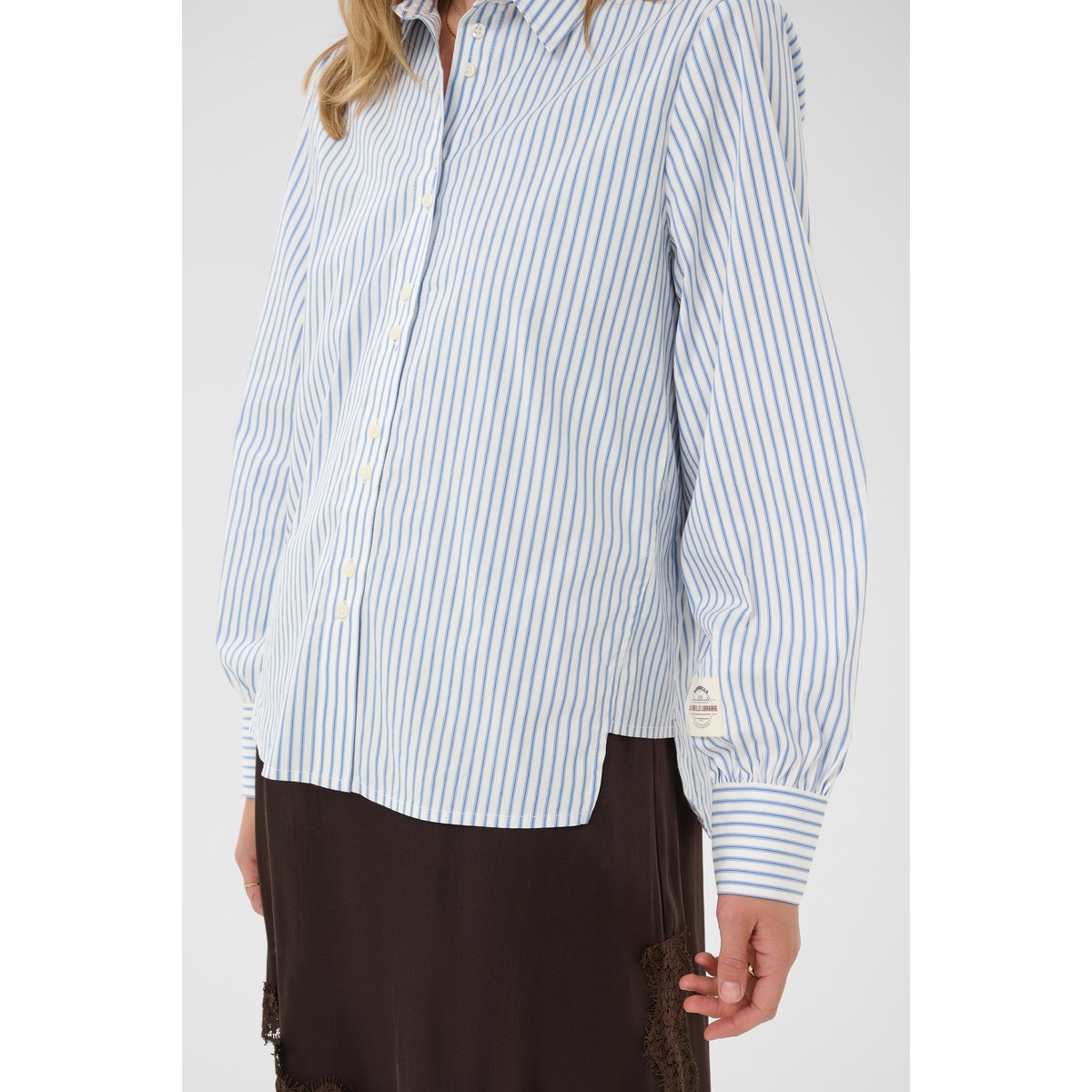 Chemise à manches longues bleu air blue stripe, CREAM