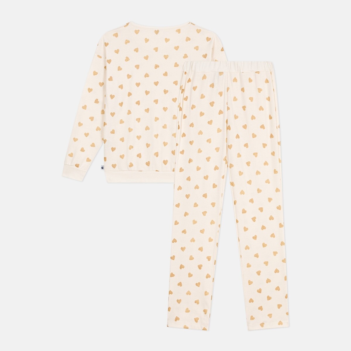 Pyjama imprimé cœurs dorés beige/doré, PETIT BATEAU