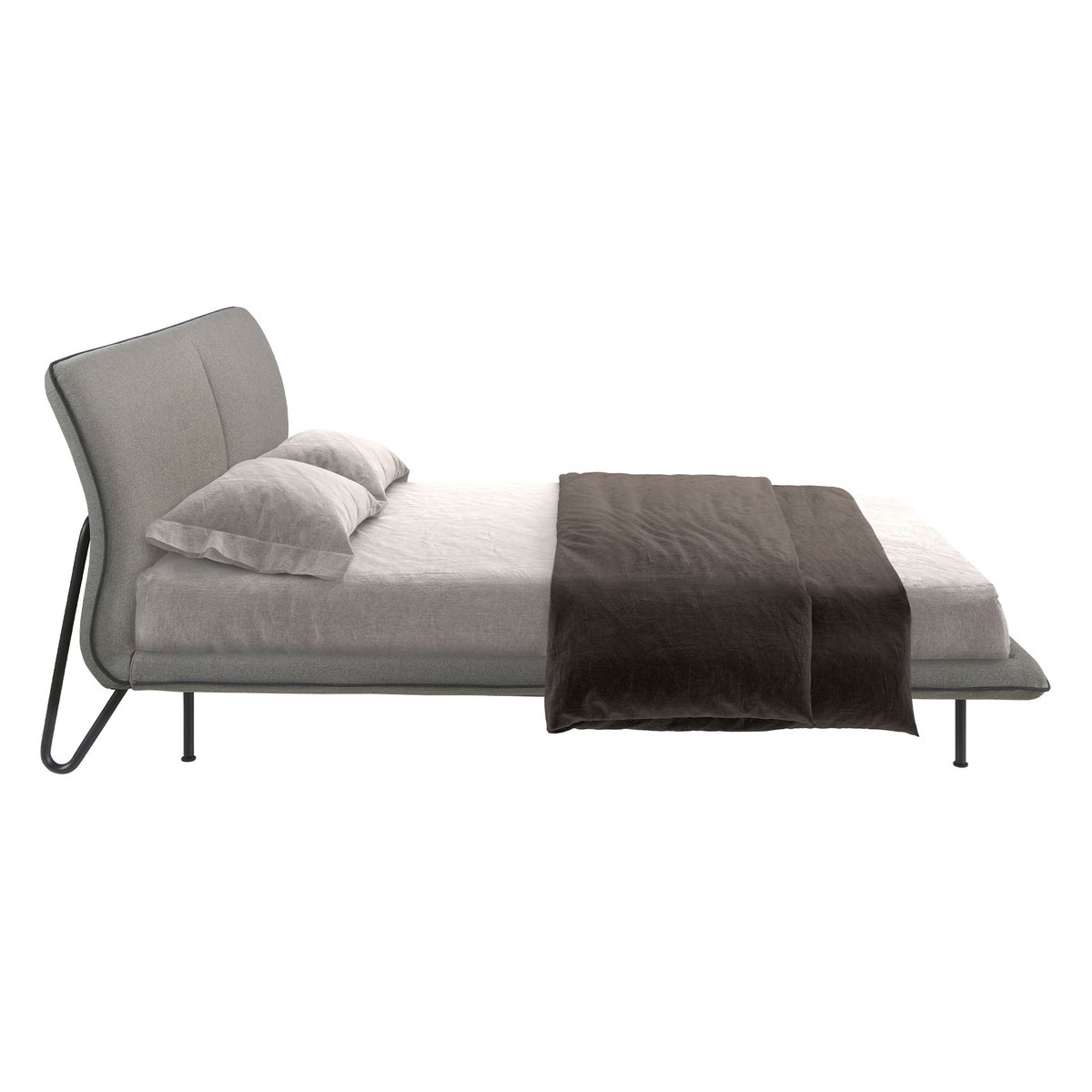 Lit en tissu gris foncé | noir, ANGEL CERDA