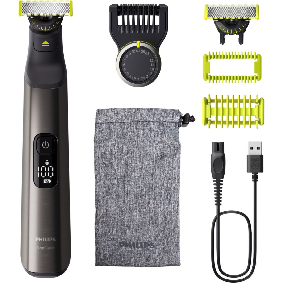 Tondeuse multi usages OneBlade Pro 360 QP6552/15, molette réglable, 14 hauteurs de coupe, précision 0,4 mm, 120 mn couleur unique, PHILIPS