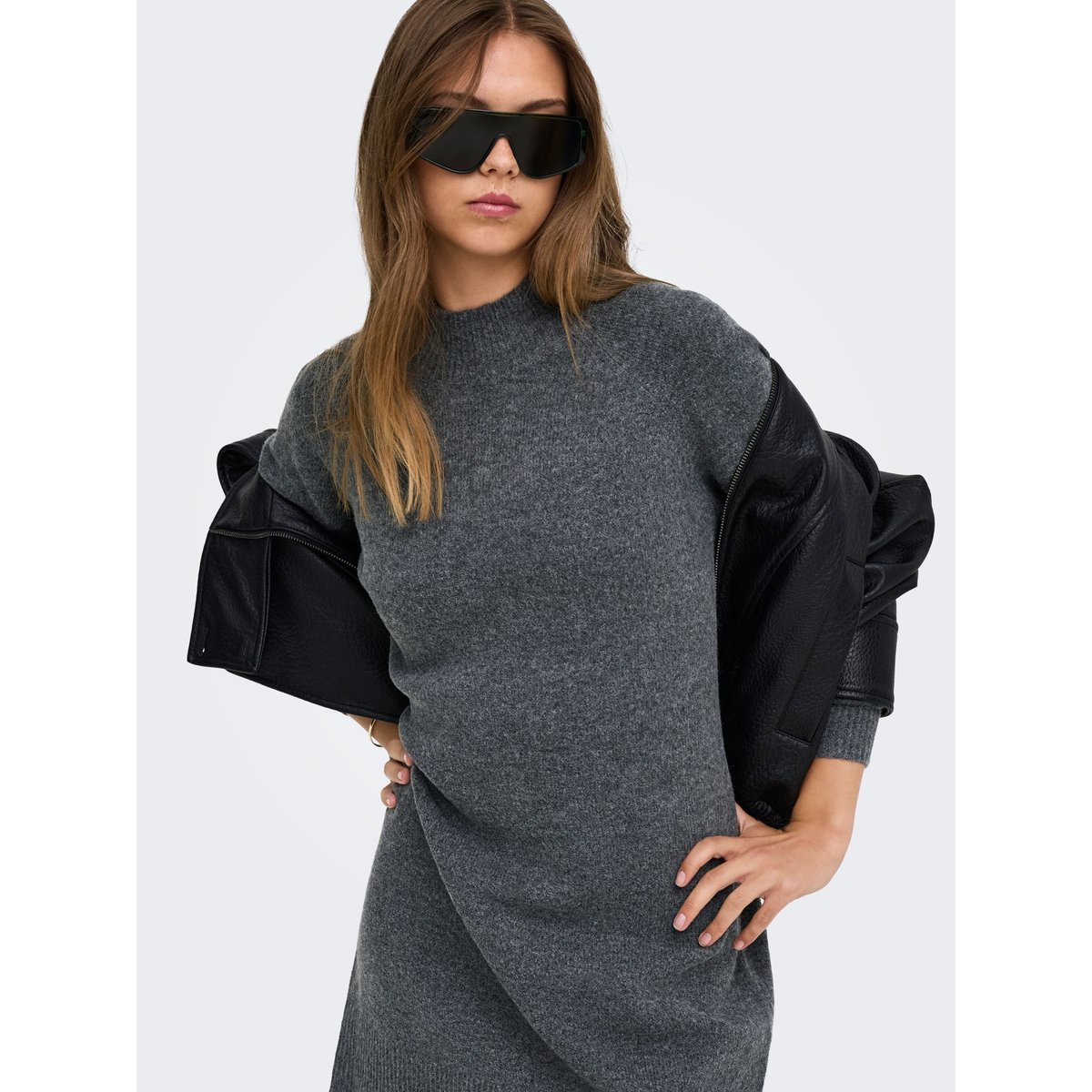 Robe En Maille dark grey melange 1, ONLY