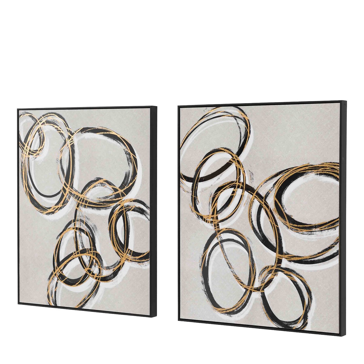 Set of 2 Bold as Gold Framed Canvas grey, ÉDITÉ