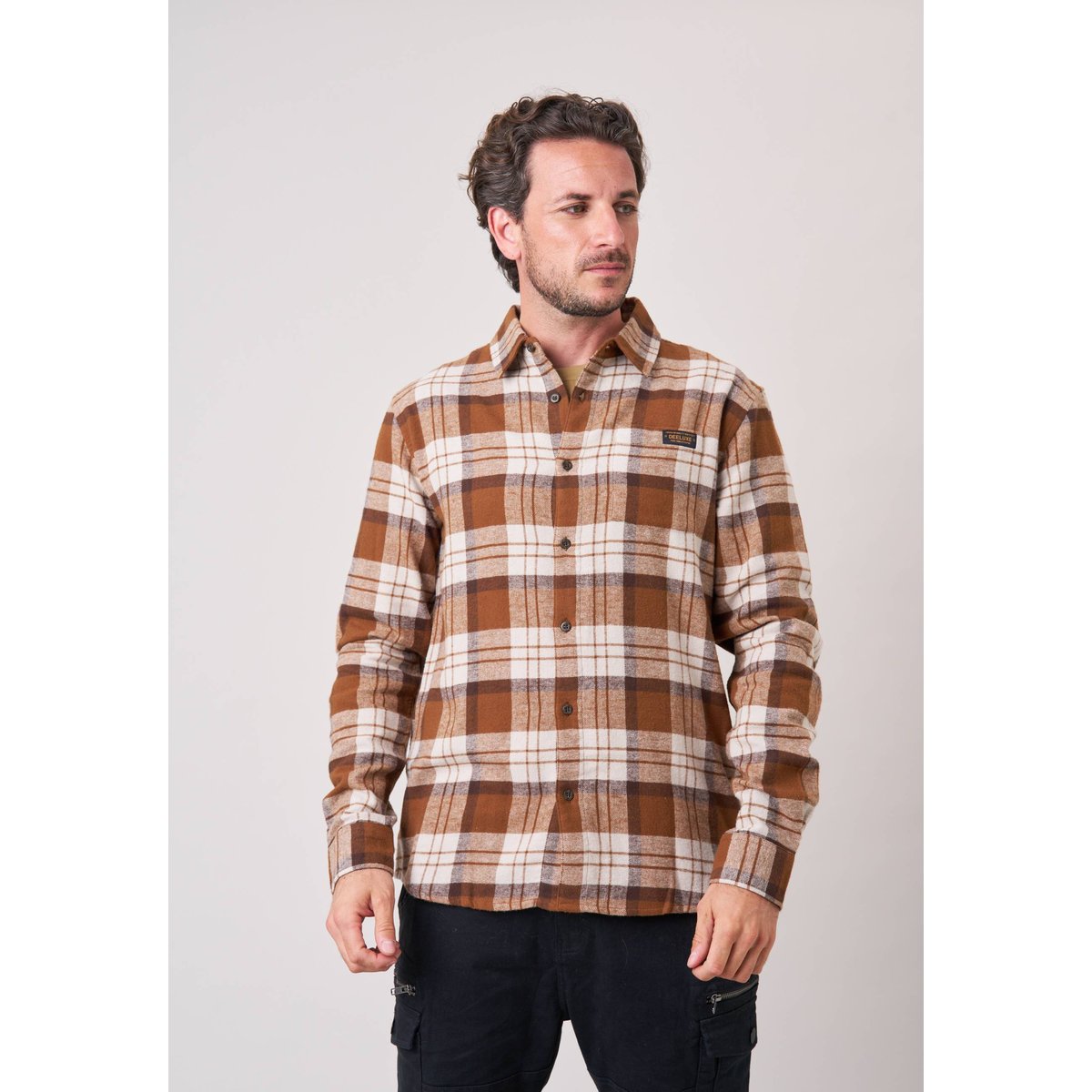 Chemise regular homme à carreaux en 100% coton WARNO wood, DEELUXE