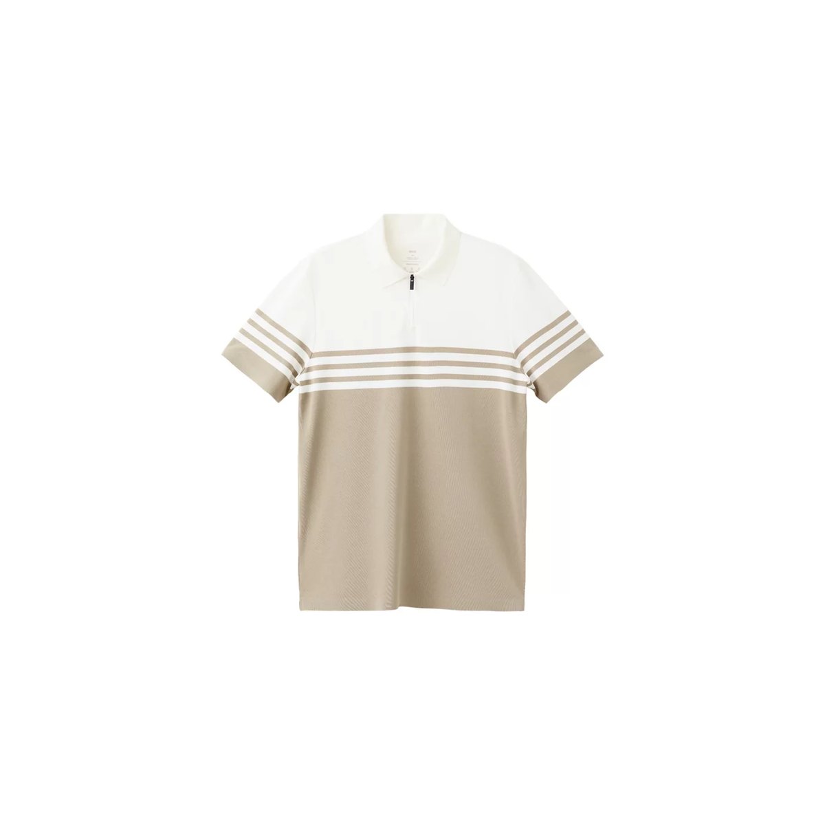 Polo bicolore col zippé beige, MANGO MAN