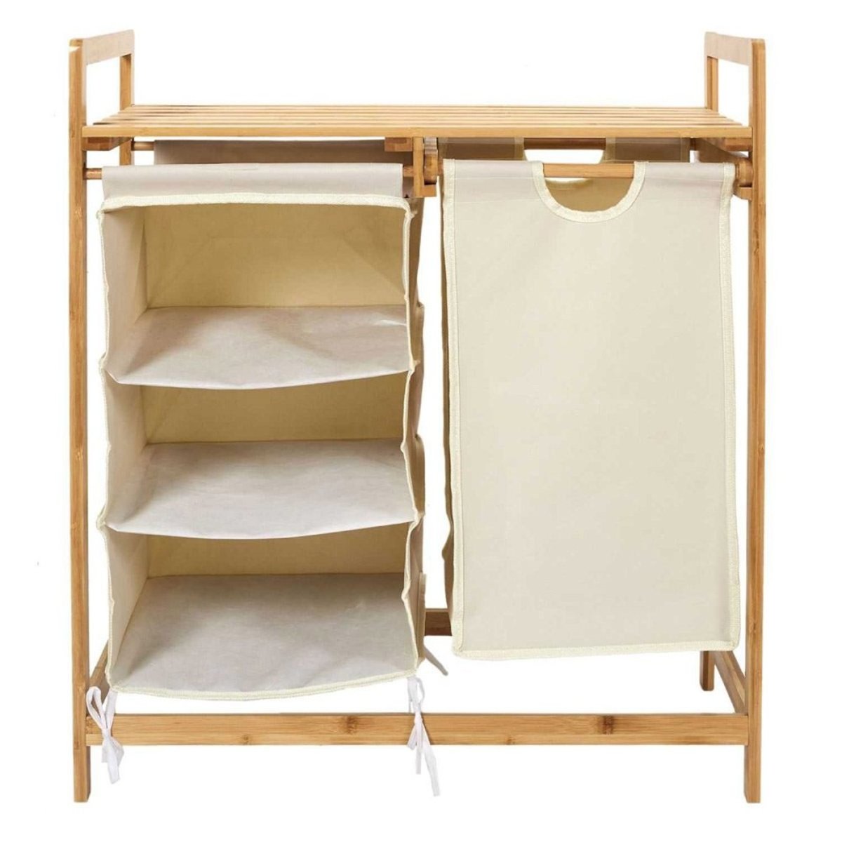 Meuble Rangement Compartiments Support Bambou beige, DECORATIE