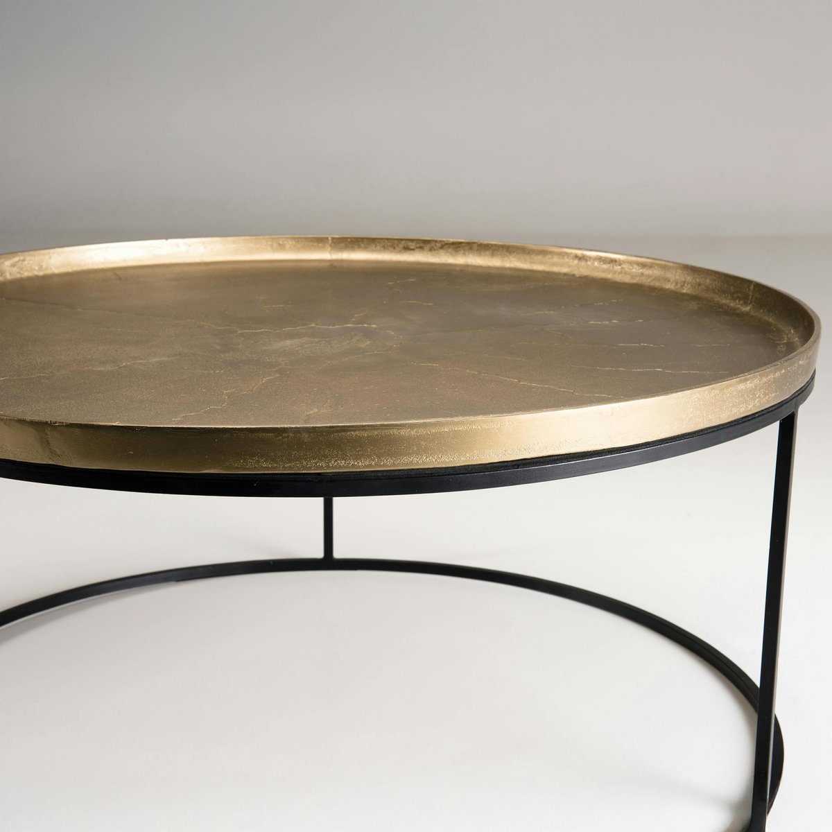 Table basse ronde contemporaine 88cm plateau métal doré style design ZALA doré, PIER IMPORT