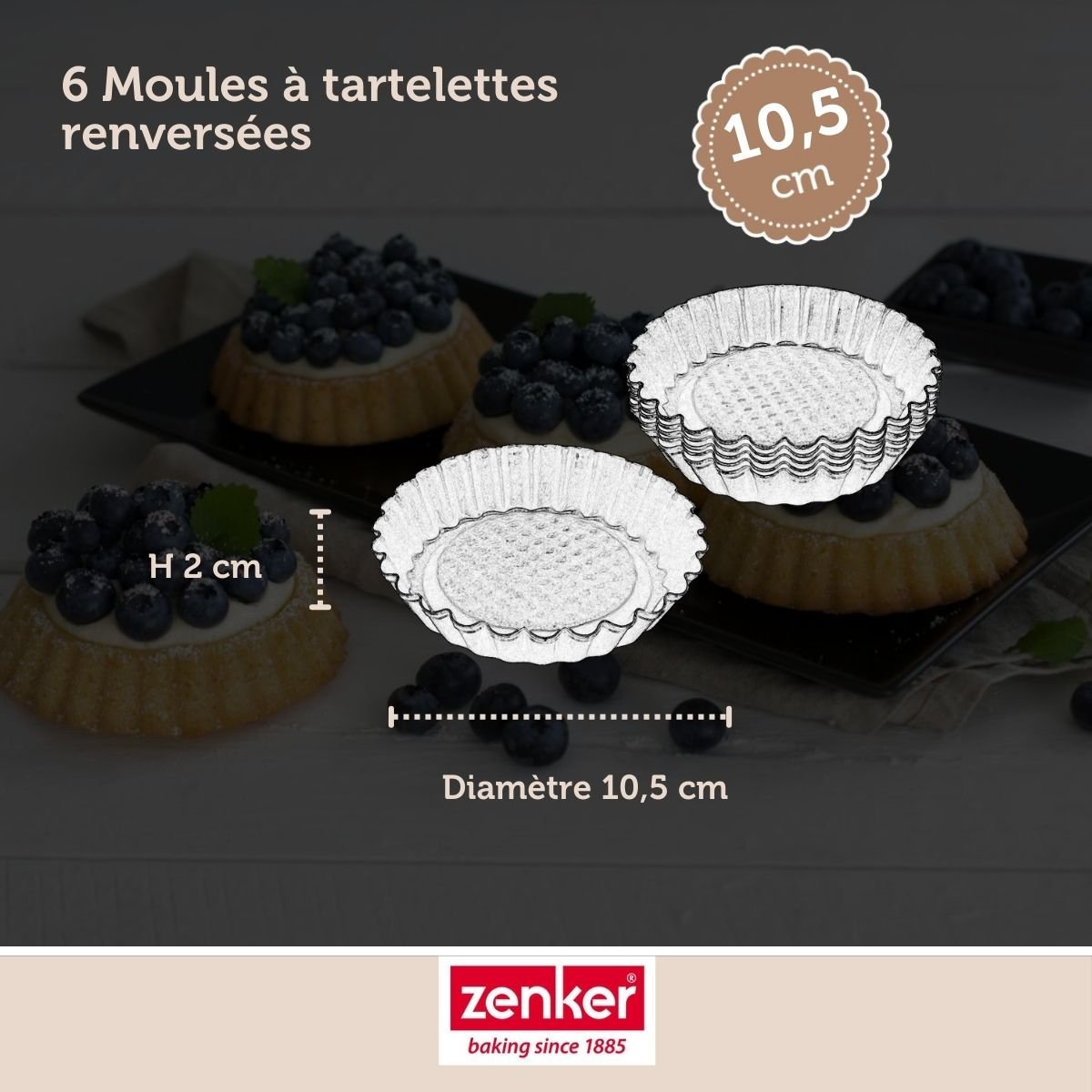 Ensemble de 12 Moules à tartelettes 10 cm BLACK METALLIC noir, ZENKER