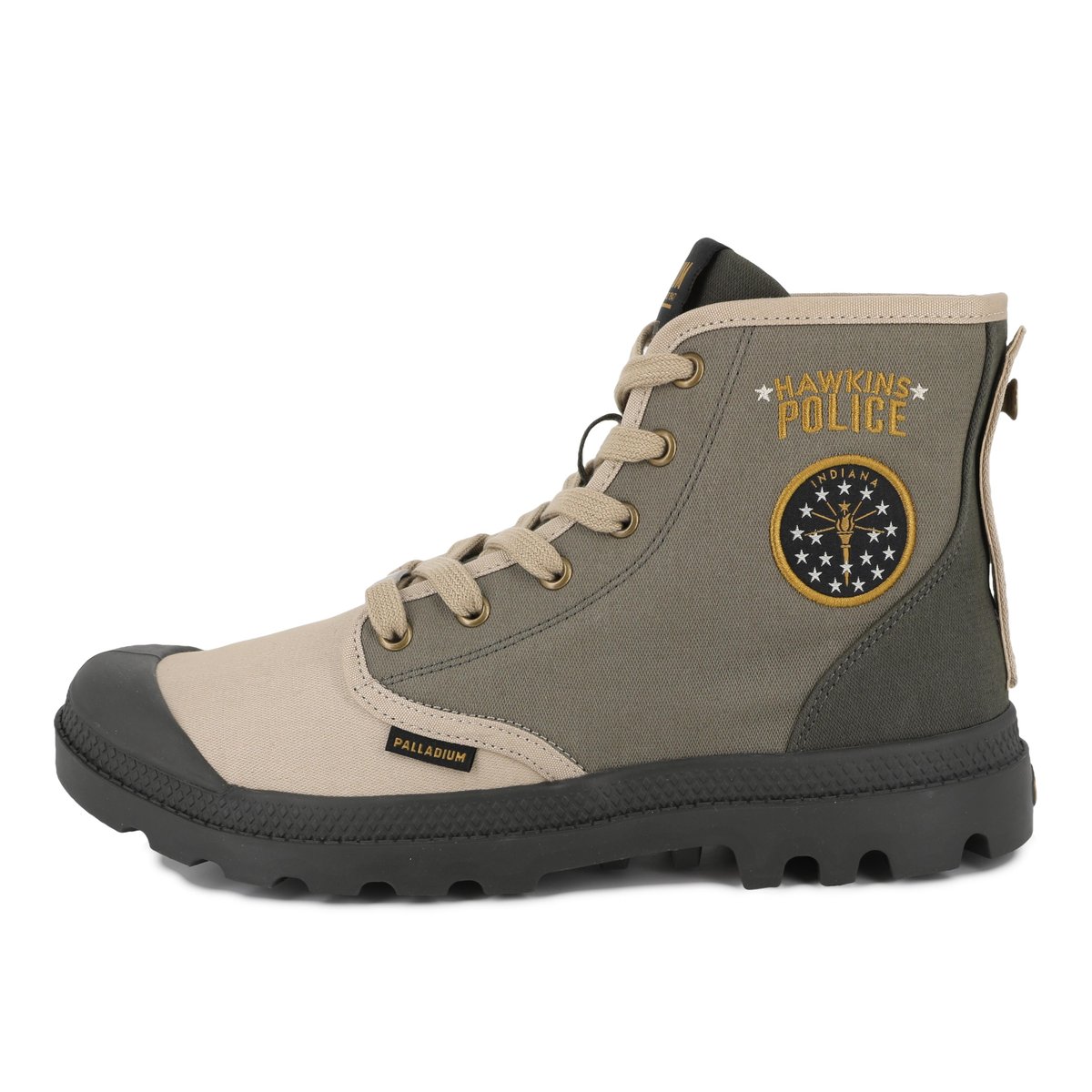 Baskets montantes en coton PAMPA HAWKINS POLICE vert-dusky green, PALLADIUM