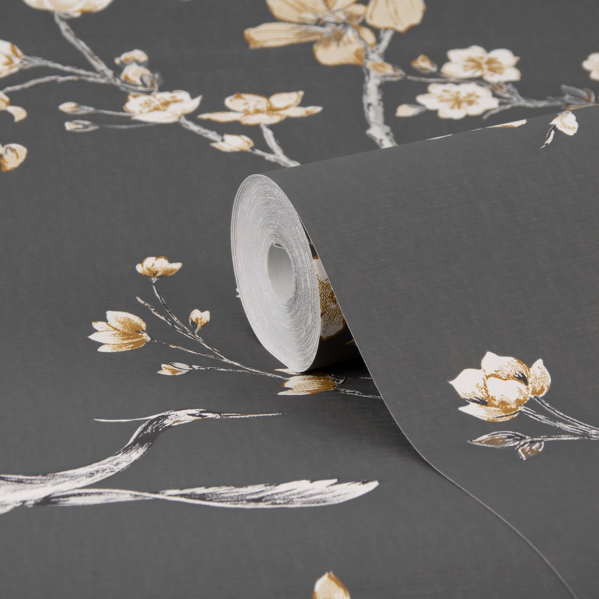 Papier peint foncé Oiseaux Grues ALEXA gris, SUPERFRESCO EASY