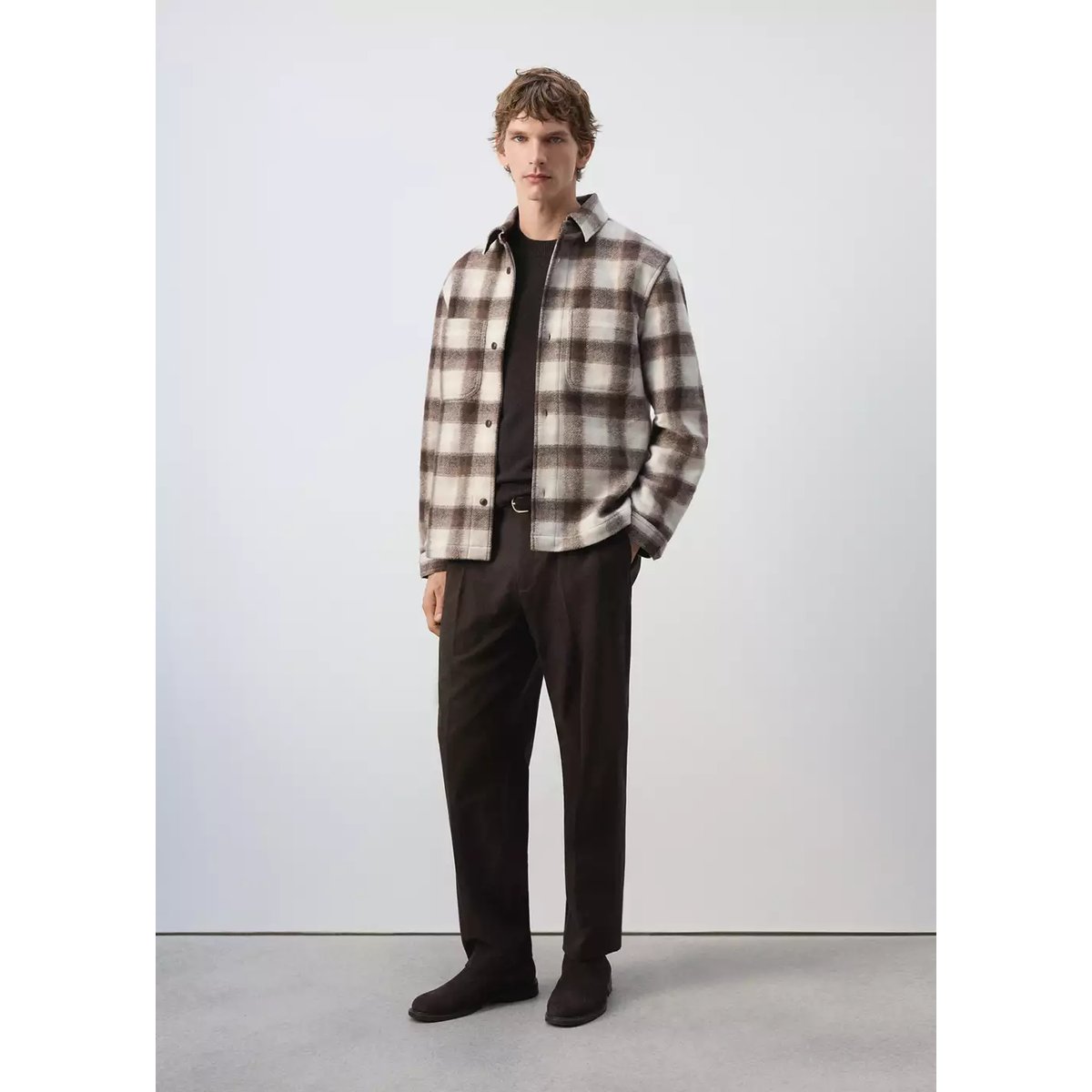 Surchemise flanelle carreaux marron, MANGO MAN