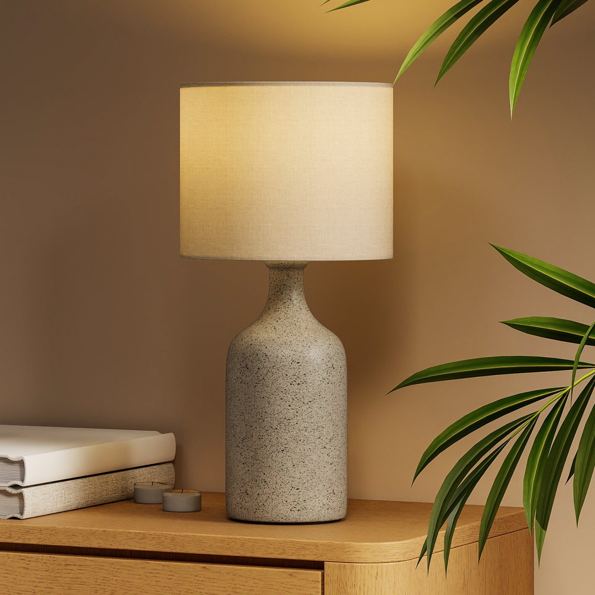 Lampe de table Céramique Sable, Blanc sable et blanc, HOMCOM