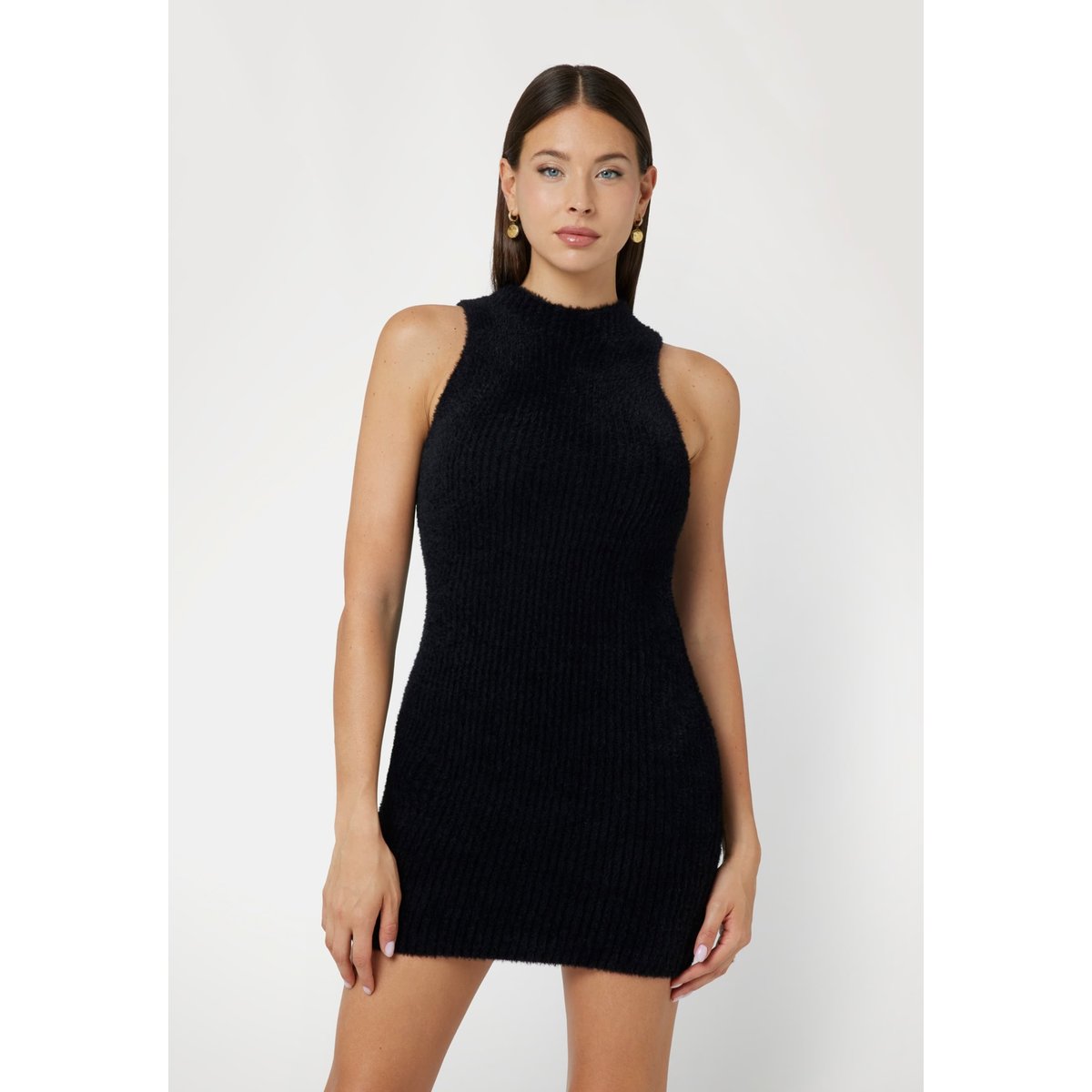 Mini Robe En Laine Floue noir, GUESS